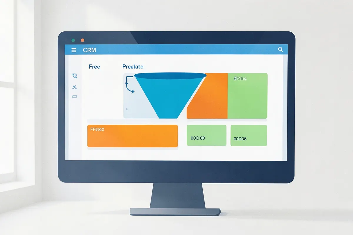 Tela de computador exibindo a interface de um CRM com a funcionalidade de funil de vendas gratuita.